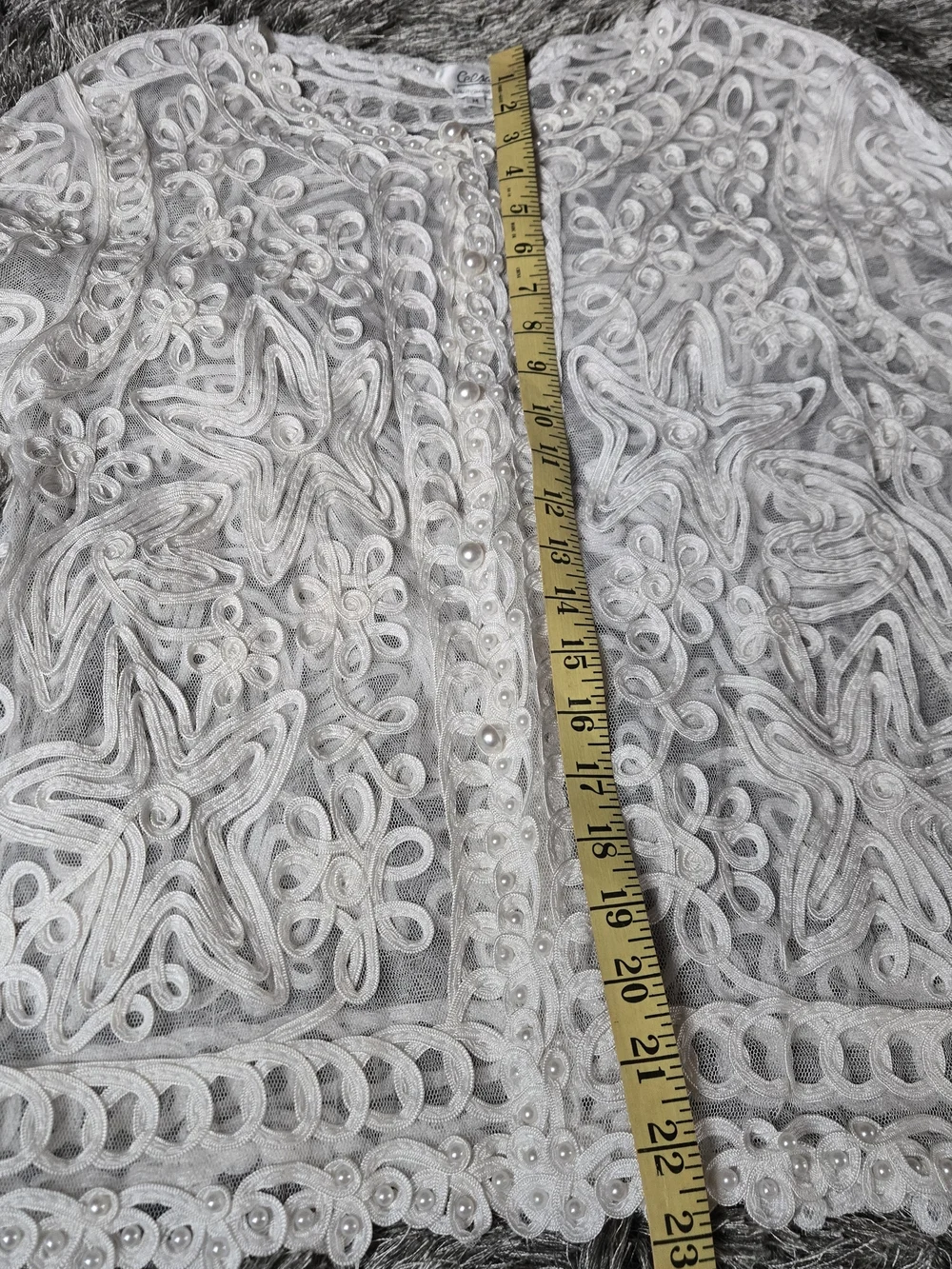 Rare Vintage White Lace Mesh Jacket Soutache Embroidered - Picture 3 of 9
